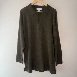 Vintage Kenneth Spencer 100% Wool Olive Green Men’s sweater Polo size XXL